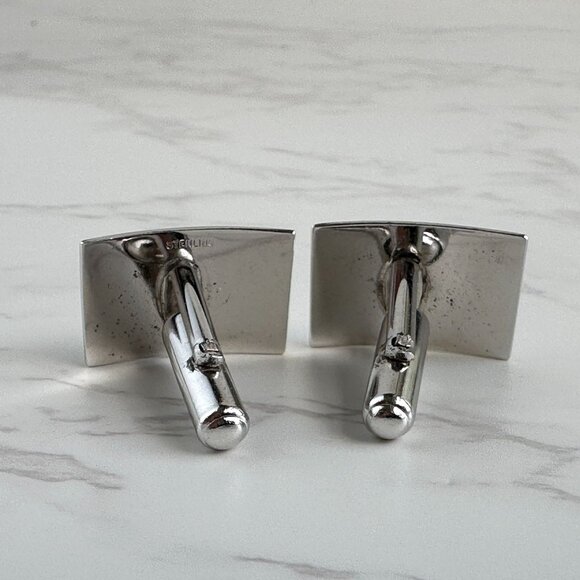 Sterling Silver Cuff Links, Engravable Minimalist - Picture 6 of 9